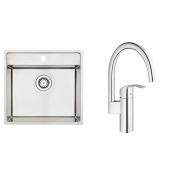 Lavabo Nexus 60 k�kkenvask m/Grohe Eurosmart New k�kkenarmatur
