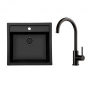 Lavabo Jupiter k�kkenvask m/Kubus RS k�kkenarmatur - Mat sort