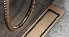 Unidrain Highline ramme - B�rstet kobber - 300/10 mm