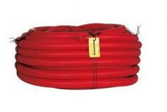 Hekaplast 160/135 mm PEH-kabelr�r m/muffe, korr./glat, 50 m, r�d