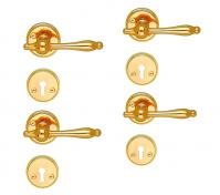 Beslagsboden vintage indend�rs d�rh�ndtag inkl. n�gleskilt - Messing PVD - S�t � 4 stk