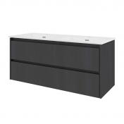 Sanibell Proline 120 m�bels�t m/2 skuffer og dobbeltvask - Sort eg