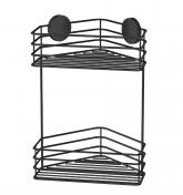 Beslagsboden selvkl�bende brusehylde til hj�rne - Dobbelt - Mat sort