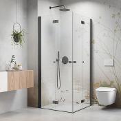 Str�mberg Noma 110 bruseniche m/folded�r - 80x80 cm - Klar glas/b�rstet gunmetal