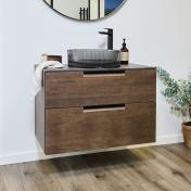 Cass�e Crown Grip 80 m�bels�t m/skuffer, bordplade og glasvask - Brun ask