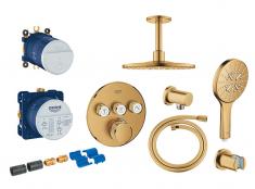 Grohe SmartControl komplet brusesystem med SmartActive brus til indbygning/loft - Børstet Cool Sunrise