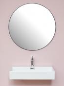 Cass�e rundt spejl m/sort ramme - �90 cm