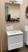 Outlet - Dansani 60 møbelsæt m/2 skuffer, spejl og lampe - Mat hvid
