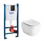 Lavabo Glomp Mat hvid Mini rimless toiletpakke inkl. s�de m/soft-close, cisterne og mat sort betjening