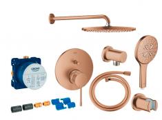 Grohe Essence komplet brusesystem m/Rainshower 310 hovedbruser & SmartActive håndbrus til indbygning - Børstet warm sunset