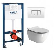 GSI Pura RIMless toiletpakke inkl. s�de m/soft-close, mellem cisterne og hvid betjening