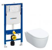 Geberit iCon mat hvid væghængt toilet inkl. sæde m/SoftClose, høj cisterne og betjening i hvid