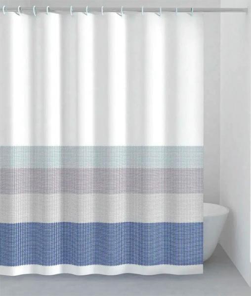 Hefe badeforhæng blåt/hvidt 120 x 200 cm Hefe badeforhæng blåt/hvidt 120 x 200 cm
