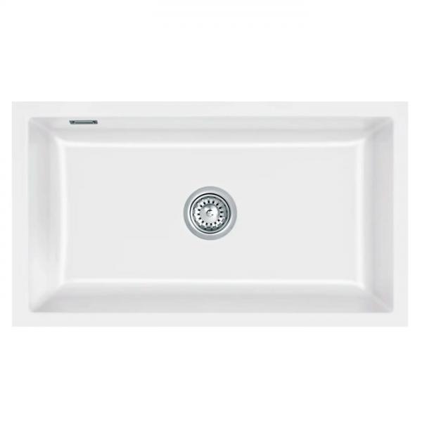 Lavabo Mera 80 U porcel&aelig;nsk&oslash;kkenvask m/krom afl&oslash;b - Hvid