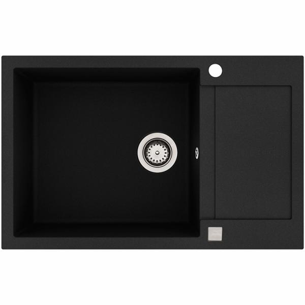 Lavabo Saturn 790 køkkenvask i komposit m/afløbsbakke - Sort/krom Lavabo Saturn 790 køkkenvask i komposit m/afløbsbakke - Sort/krom