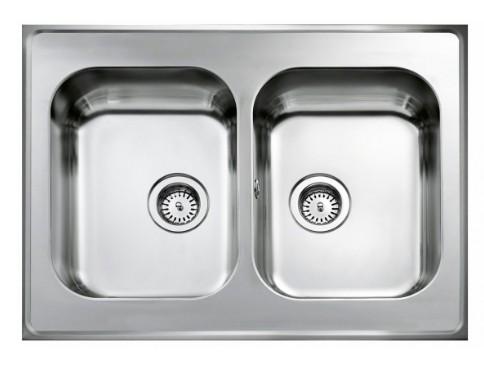 Intra AH08-KV st&aring;lbordplade k&oslash;kkenvask - Vendbar - Dobbelt - 80 cm