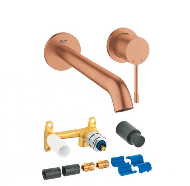 Grohe Essence New L komplet armatur til indbygning i v&aelig;g - B&oslash;rstet Warm Sunset
