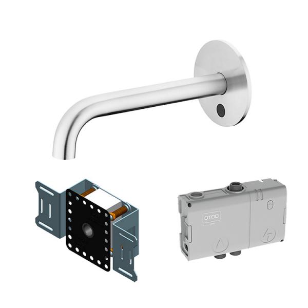 QTOO komplet berøringsfri vandhane t/indbygning i væg - 190 mm - Børstet rustfrit stål QTOO komplet berøringsfri vandhane t/indbygning i væg - 190 mm - Børstet rustfrit stål