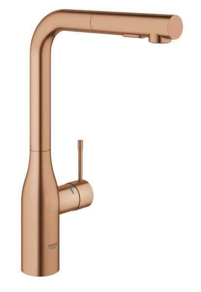 Grohe Essence New k&oslash;kkenarmatur m/udtr&aelig;k - B&oslash;rstet warm sunset