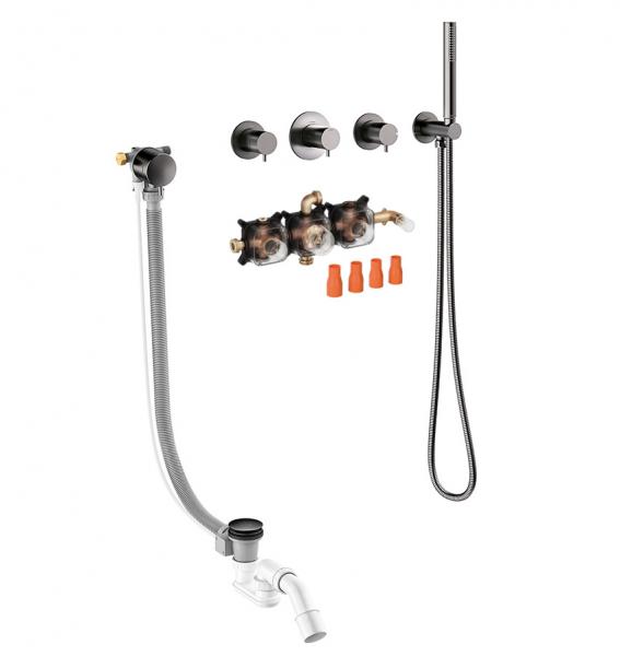 Damixa Silhouet BS 1 komplet badekararmatur til indbygning - Gunmetal Damixa Silhouet BS 1 komplet badekararmatur til indbygning - Gunmetal