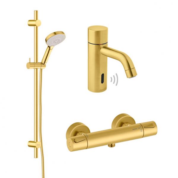 Damixa Silhouet Touchless komplet pakke til badeværelset - Børstet messing Damixa Silhouet Touchless komplet pakke til badeværelset - Børstet messing