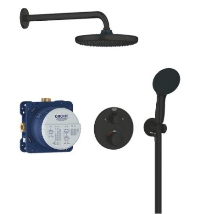 Grohe Precision Thermostat indbygningsbrusesystem - Mat sort Grohe Precision Thermostat indbygningsbrusesystem - Mat sort