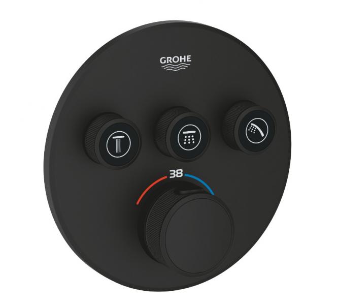 Grohe Grohtherm SmartControl indbygningsarmatur m/3 udtag - Mat sort Grohe Grohtherm SmartControl indbygningsarmatur m/3 udtag - Mat sort