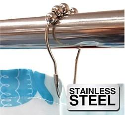 Van Der P 12 stk Gardinringe Model Roller Ball - Rustfri st&aring;l