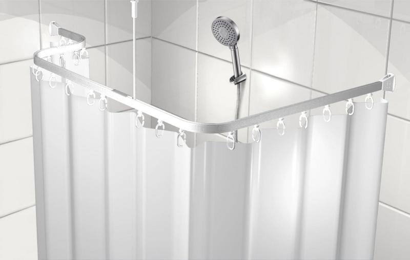 Van Der P b&oslash;jelig badeforh&aelig;ngsstang 2 meter - Hvid