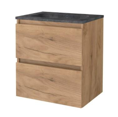 Sanibell Basicline møbelsæt 60 m/integrerede greb og stenvask - Whiskey eg Sanibell Basicline møbelsæt 60 m/integrerede greb og stenvask - Whiskey eg