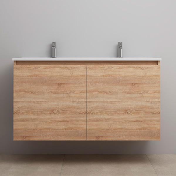 Sanibell Online 121 møbelsæt m/grebsfri låger og dobbeltvask - Bardolino eg - Flatpack Sanibell Online 121 møbelsæt m/grebsfri låger og dobbeltvask - Bardolino eg - Flatpack