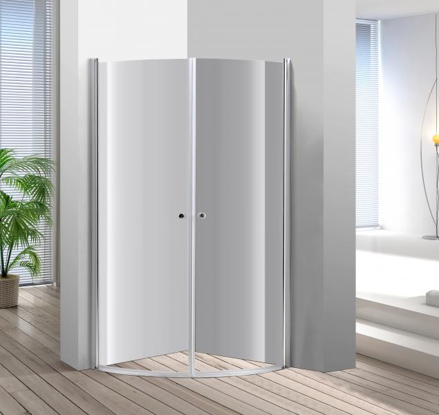 Nortiq afrundet brusehj&oslash;rne 90x90 - Klar glas/krom