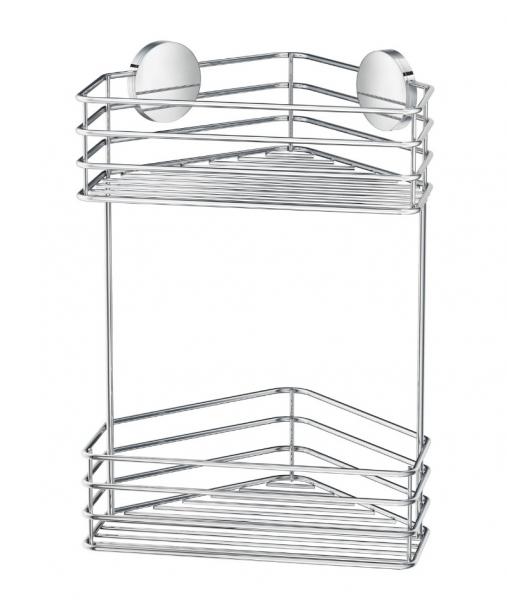 Beslagsboden selvkl&aelig;bende brusehylde til hj&oslash;rne - Dobbelt - Krom