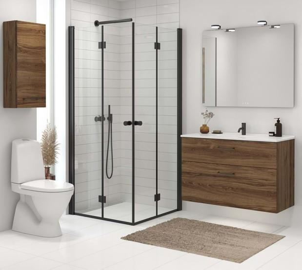 Dansani Match B+B bruseniche - 70x70 cm - Klar glas/mat sort Dansani Match B+B bruseniche - 70x70 cm - Klar glas/mat sort