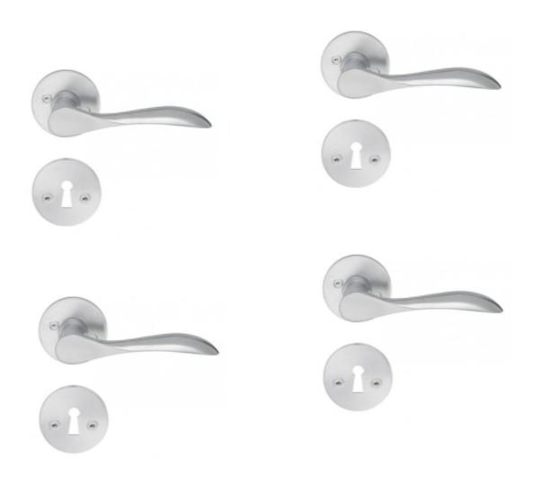 Beslagsboden indendørs dørgreb inkl nøgleskilt - Børstet krom - Sæt á 4 stk Beslagsboden indendørs dørgreb inkl nøgleskilt - Børstet krom - Sæt á 4 stk