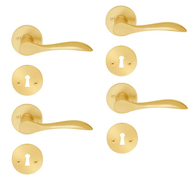 Beslagsboden indendørs dørgreb inkl nøgleskilt - Børstet messing - Sæt á 4 stk Beslagsboden indendørs dørgreb inkl nøgleskilt - Børstet messing - Sæt á 4 stk