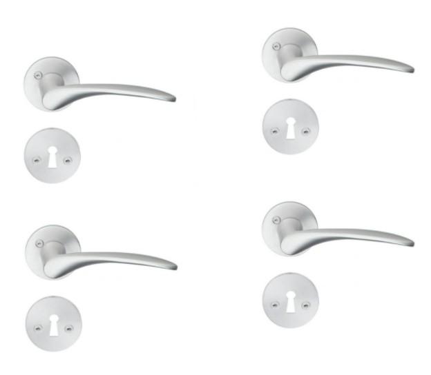 Beslagsboden indendørs dørgreb inkl nøgleskilt - Børstet krom - Sæt á 4 stk Beslagsboden indendørs dørgreb inkl nøgleskilt - Børstet krom - Sæt á 4 stk
