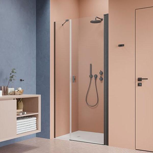 Strømberg Noma 45 svingdør m/sidepanel 1000mm - Højre - Børstet gunmetal Strømberg Noma 45 svingdør m/sidepanel 1000mm - Højre - Børstet gunmetal