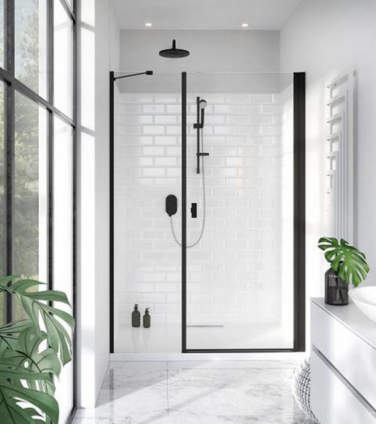 Str&oslash;mberg Noma 45 svingd&oslash;r m/sidepanel 1100mm - H&oslash;jre - Mat sort