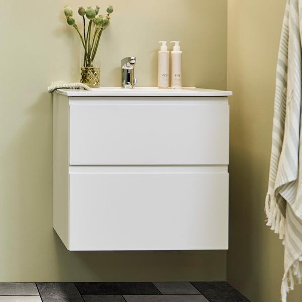 Cass&oslash;e Front 60 m&oslash;belpakke m/skuffer og vask - Mat hvid