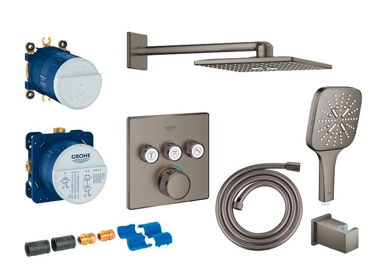 Grohe Cube SmartControl 310 komplet brusesystem m/SmartActive brus til indbygning - Børstet Hard Graphite Grohe Cube SmartControl 310 komplet brusesystem m/SmartActive brus til indbygning - Børstet Hard Graphite