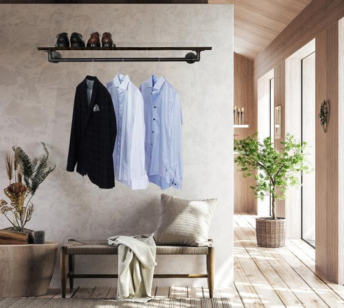 Simple Racks Malm&oslash; v&aelig;gh&aelig;ngt b&oslash;jlestang - 1 hylde - Sort tr&aelig;