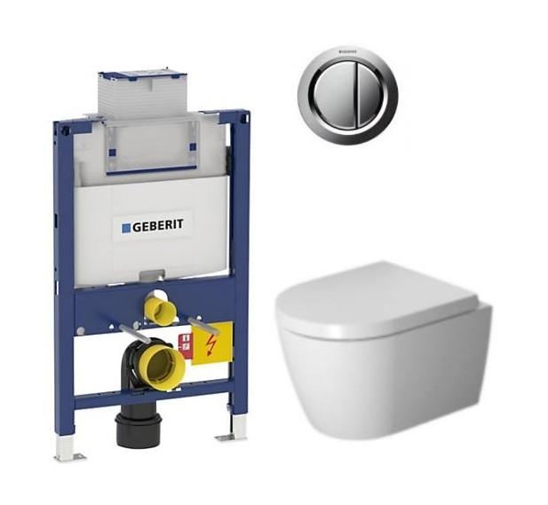 Duravit Me by Starck Compact Rimless toiletpakke inkl. lav cisterne, krom betjening og sæde m/ soft-close Duravit Me by Starck Compact Rimless toiletpakke inkl. lav cisterne, krom betjening og sæde m/ soft-close