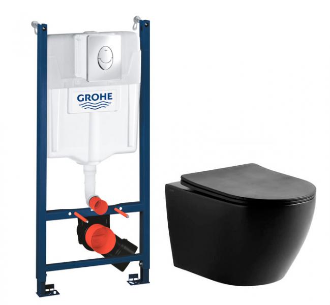 Lavabo Studio RIMless Mat sort toiletpakke inkl. sæde/soft-close, cisterne og krom betjening Lavabo Studio RIMless Mat sort toiletpakke inkl. sæde/soft-close, cisterne og krom betjening