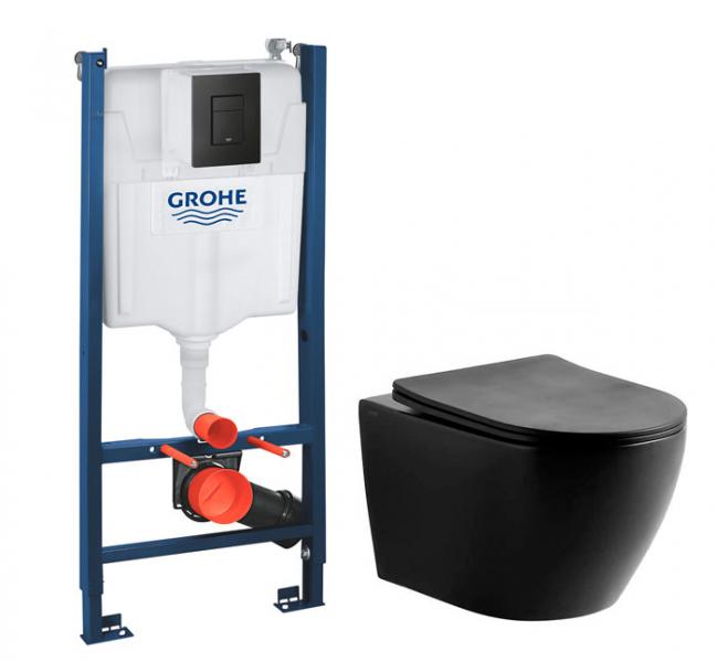 Lavabo Studio RIMless mat sort toiletpakke inkl. sæde/soft-close, cisterne og mat sort betjening Lavabo Studio RIMless mat sort toiletpakke inkl. sæde/soft-close, cisterne og mat sort betjening
