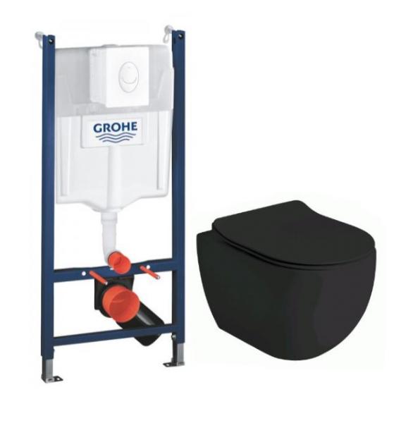 Lavabo Glomp Mat sort Mini rimless toiletpakke inkl. sæde m/soft-close, cisterne og hvid betjening Lavabo Glomp Mat sort Mini rimless toiletpakke inkl. sæde m/soft-close, cisterne og hvid betjening