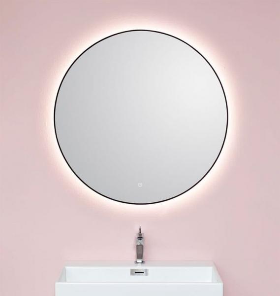 Cassøe Toscana spejl m/sort ramme, backlight og varme Ø90 Cassøe Toscana spejl m/sort ramme, backlight og varme Ø90