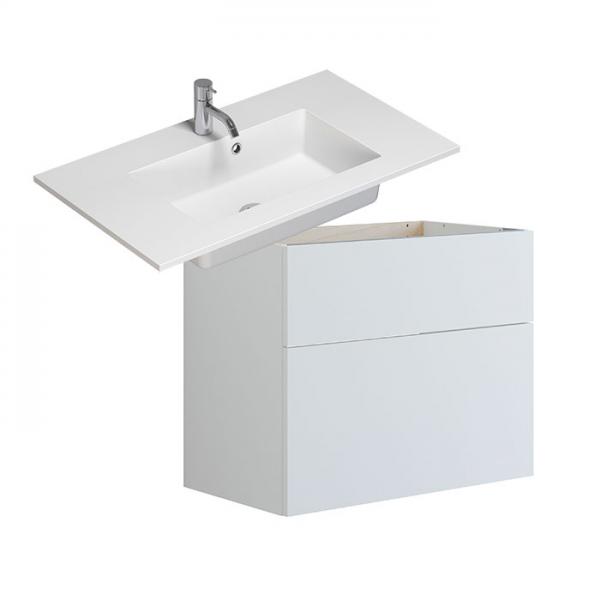 Dansani Luna Urban 80 m&oslash;bels&aelig;t m/Minore vask og skuffer - H&oslash;j - Hvid mat