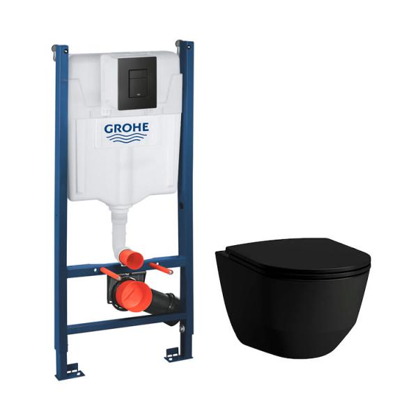 Laufen Pro Rimless mat sort toiletpakke inkl. sæde m. soft-close, cisterne og sort betjening Laufen Pro Rimless mat sort toiletpakke inkl. sæde m. soft-close, cisterne og sort betjening