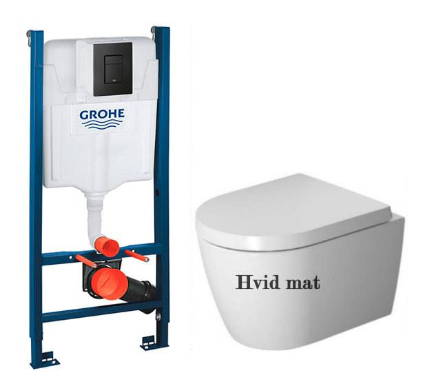 Duravit Me by Starck Compact Rimless hvid mat toiletpakke inkl. sæde m/softclose, cisterne, wondergliss og mat sort betjening Duravit Me by Starck Compact Rimless hvid mat toiletpakke inkl. sæde m/softclose, cisterne, wondergliss og mat sort betjening